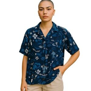 Michael Kors COLLECTION "Michael Kors Welcomes You" Blue Silk Hawaiian Shirt NEW